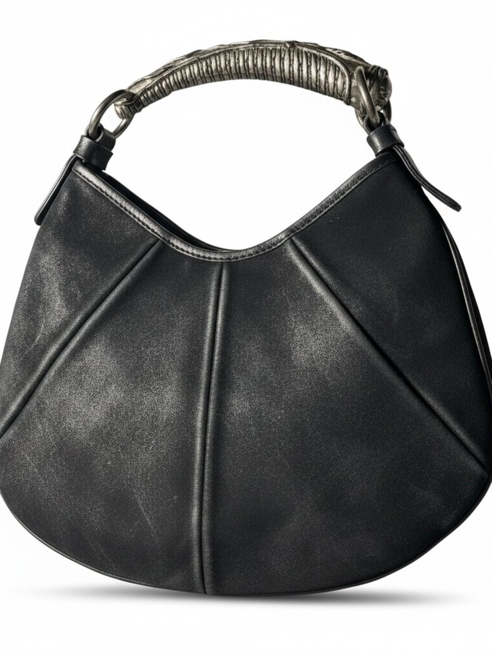 YSL x Tom Ford Suede Vintage Mombasa Hobo Handbag/Metal Horn Handle